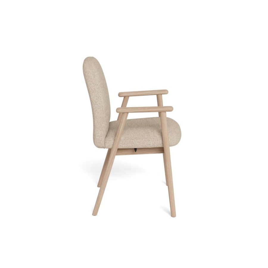 Calvin Spisebordsstol Beige Stof Armlæn Stel