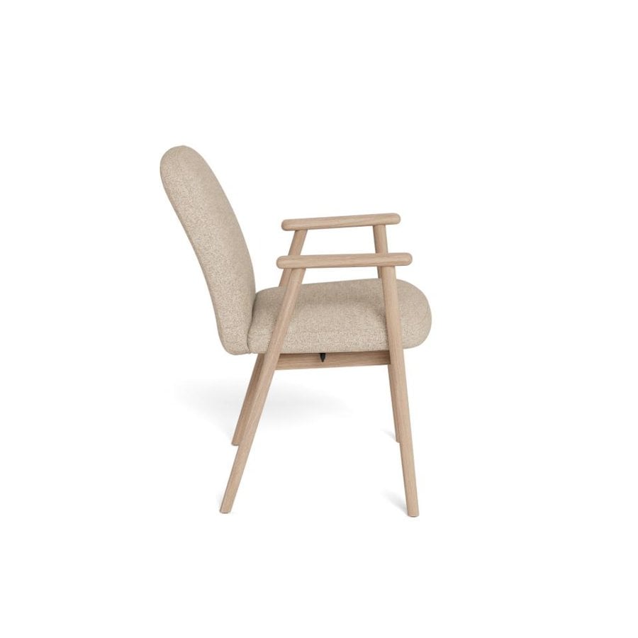Calvin Spisebordsstol Beige Stof Armlæn Stel