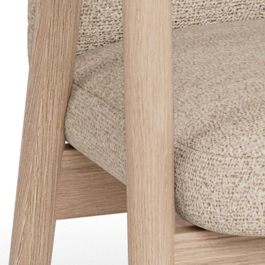 Calvin Spisebordsstol Beige Stof Armlæn Stel