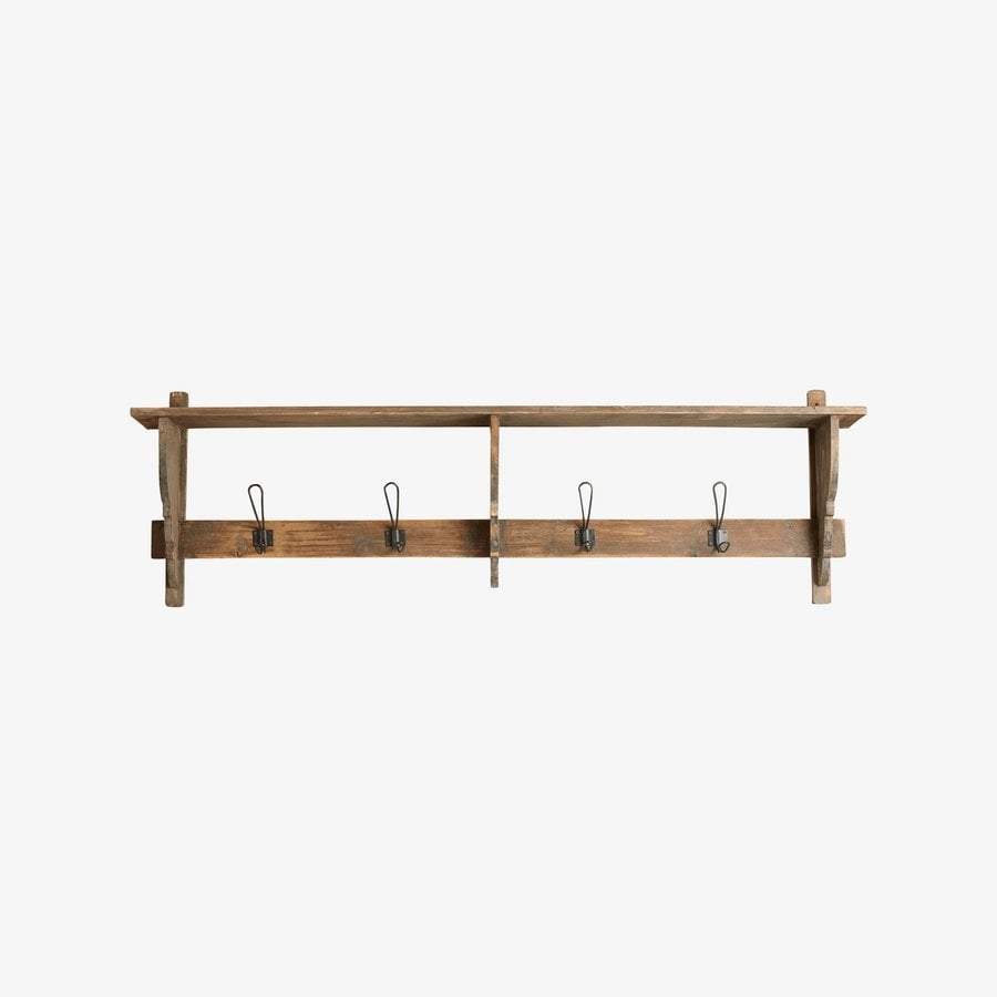 caronu-hylde-i-genanvendt-tr-med-4-knager-fra-nordal-136x18x42-cm-hos-1 CARONU Hylde i Genanvendt Træ med 4 Knager fra Nordal | 136x18x42 cm hos uniquebeds, home & living - Billede 1