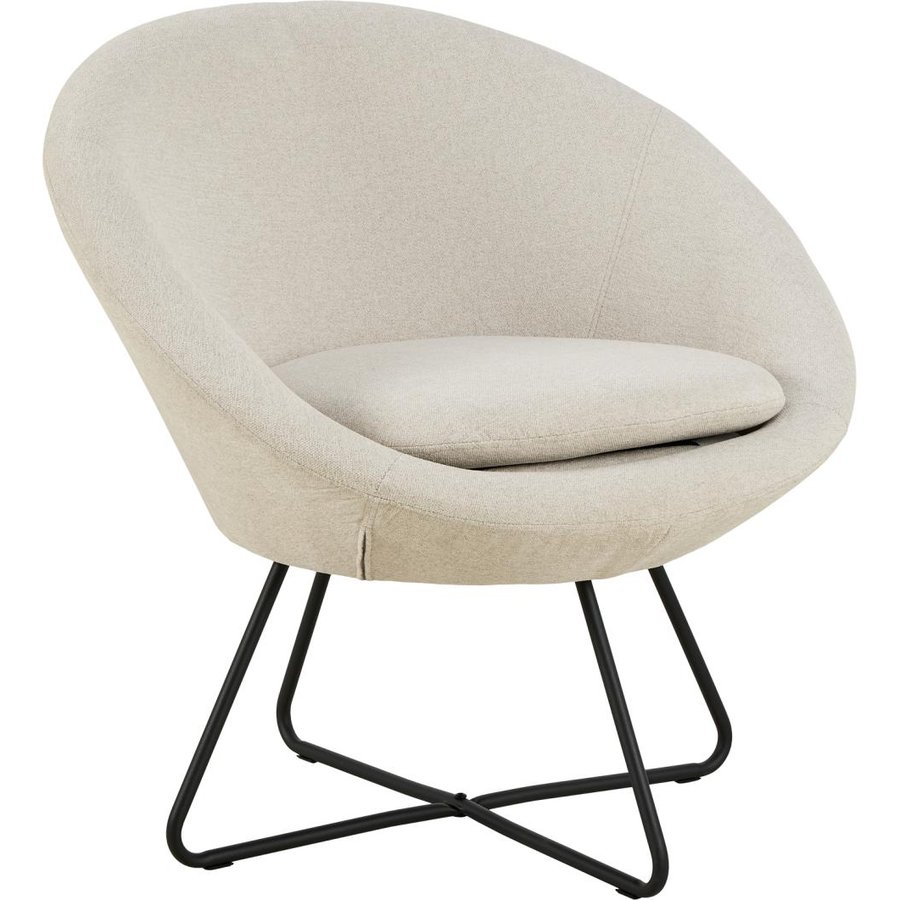 Center Loungestol Beige Stof Armlæn Stel