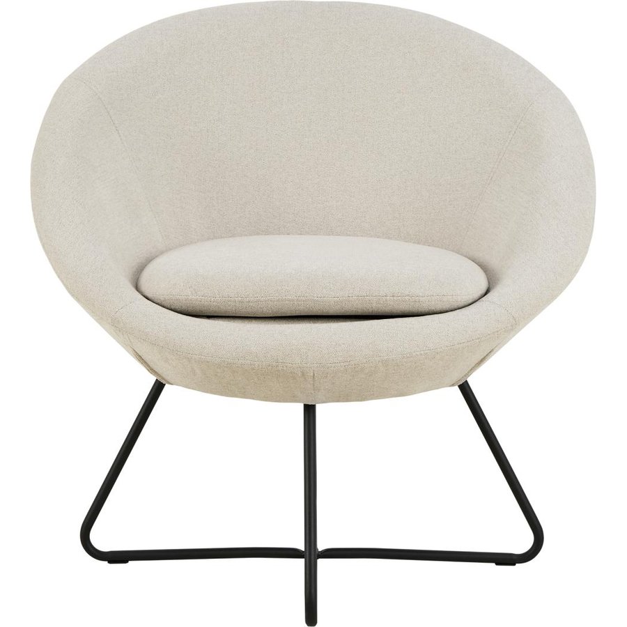 Center Loungestol Beige Stof Armlæn Stel