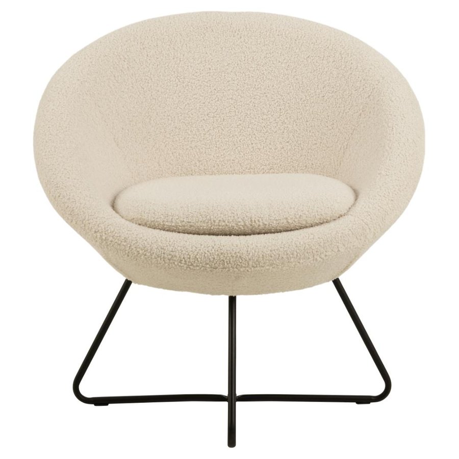 Center Loungestol Creme Stof Armlæn Stel