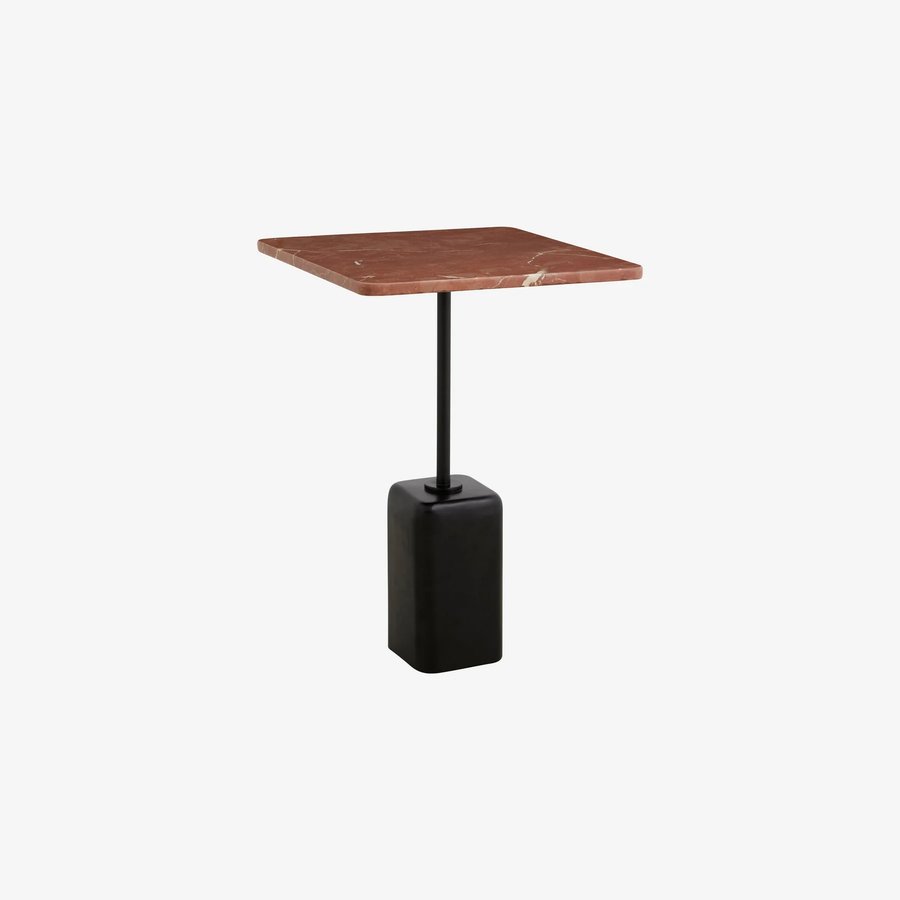 CHAO Sidebord med Marmorplade i Rustrød & Sort Metalstel fra Nordal | 40x40x57 cm hos uniquebeds, home & living - Billede 1