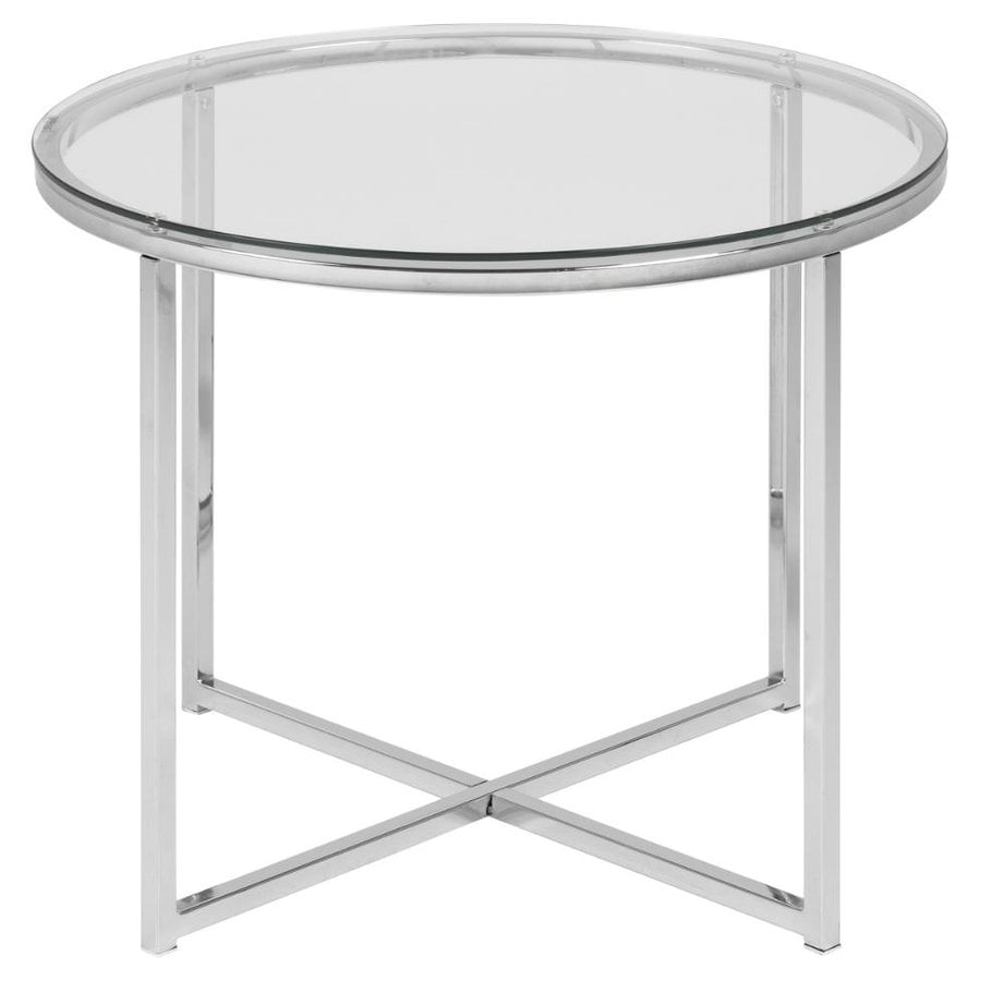 Cross Hjørnebord Klar Glas Stel Krom