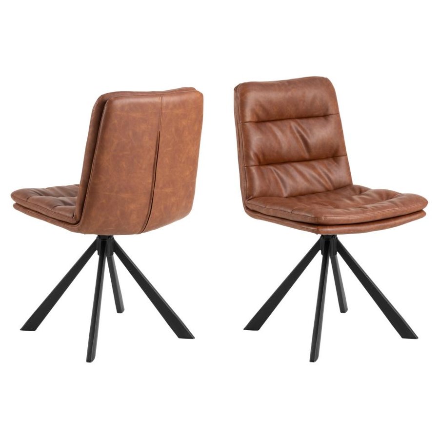 dean-spisebordsstol-i-cognac-pu-retro-med-drejefunktion-og-stel-i-sort-0000109687-3 Dean Spisebordsstol Cognac Pu Retro Drejefunktion