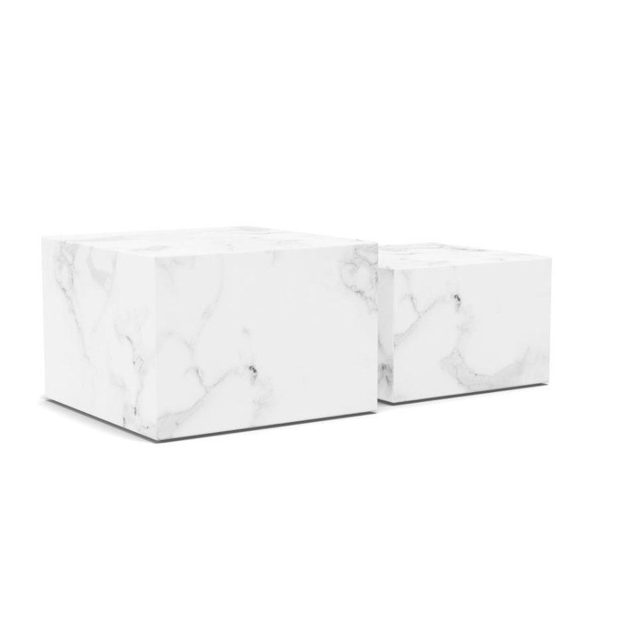 Dice Firkantet Sofabordssæt Hvid Marmor Carrara