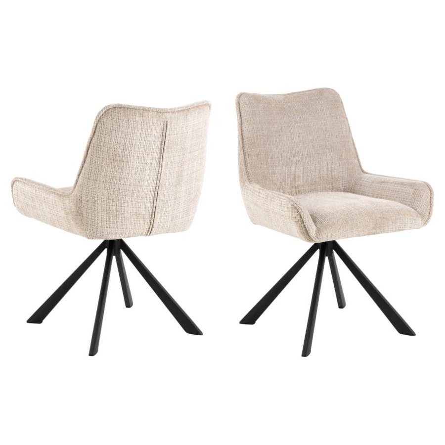 Eddie Spisebordsstol Beige Jute Drejefunktion Lynlås