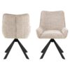 Eddie Spisebordsstol Beige Jute Drejefunktion Lynlås