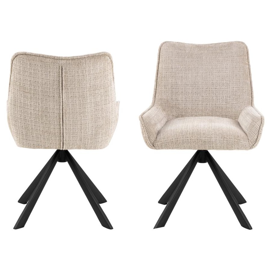 Eddie Spisebordsstol Beige Jute Drejefunktion Lynlås