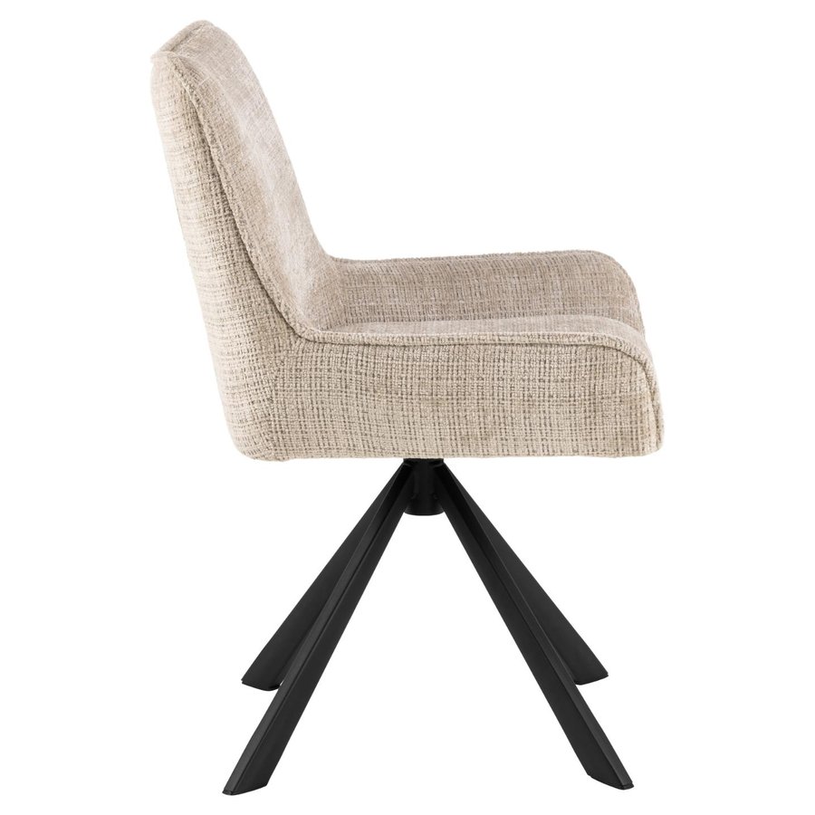 Eddie Spisebordsstol Beige Jute Drejefunktion Lynlås