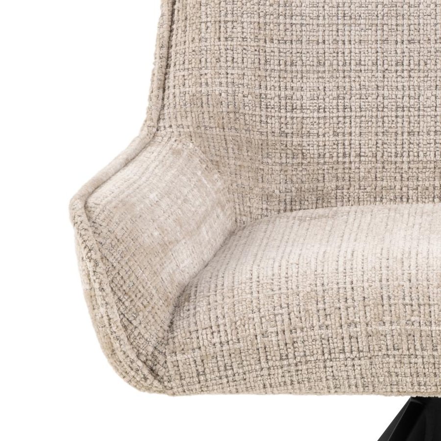 Eddie Spisebordsstol Beige Jute Drejefunktion Lynlås