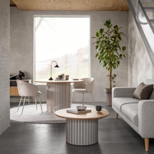 Eleanor Spisebordsstol Beige Stof Armlæn Stel