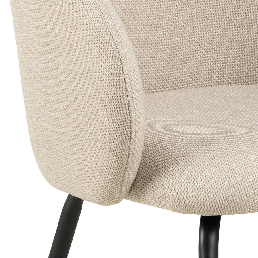 Eleanor Spisebordsstol Armlæn Beige Stof Stål