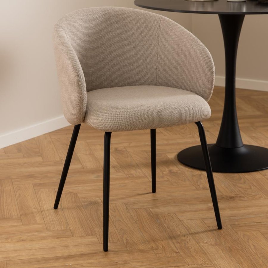 Eleanor Spisebordsstol Armlæn Beige Stof Stål