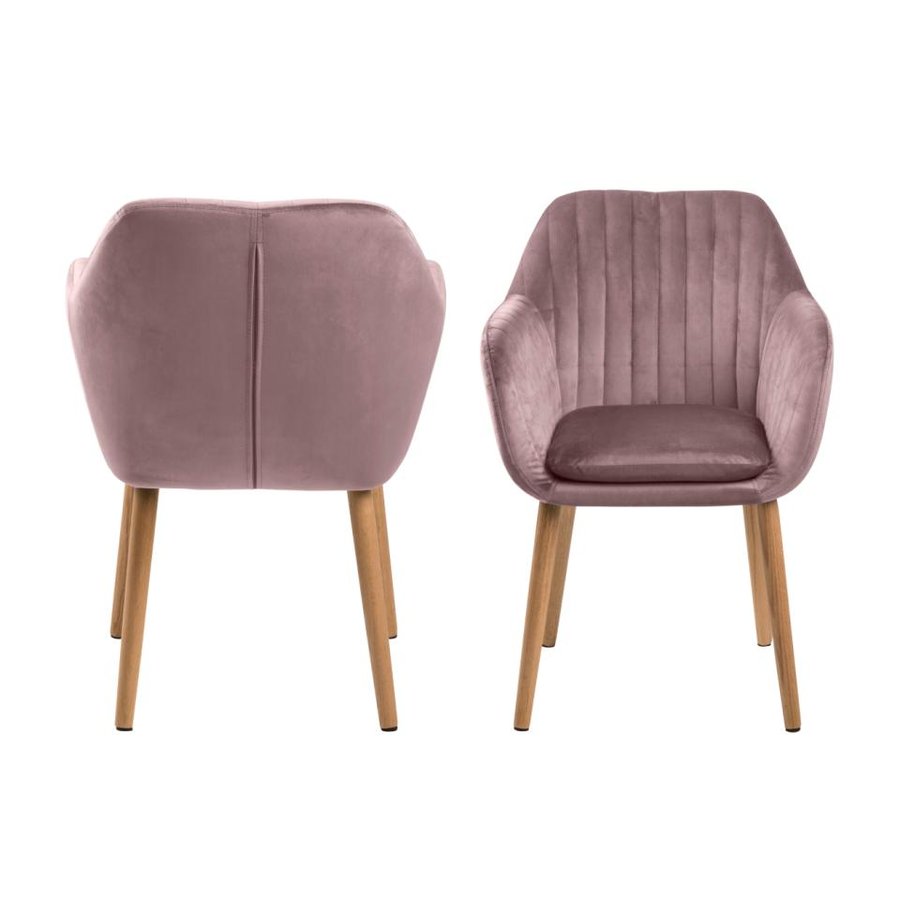 emilia-spisebordsstol-i-dusty-rose-polyester-med-armln-og-stel-i-egetr-0000074716-4 Emilia Spisebordsstol Dusty Rose Polyester Armlæn
