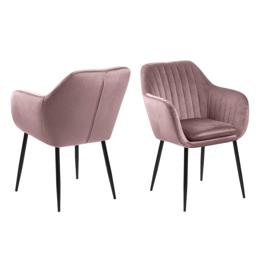 emilia-spisebordsstol-i-dusty-rose-stof-med-armln-og-stel-i-sort-stl-f-0000076595-3 Emilia Spisebordsstol Dusty Rose Stof Armlæn