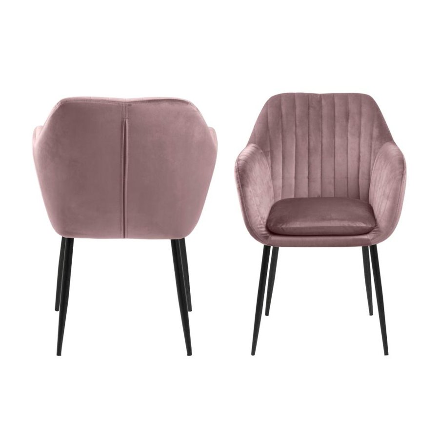 emilia-spisebordsstol-i-dusty-rose-stof-med-armln-og-stel-i-sort-stl-f-0000076595-4 Emilia Spisebordsstol Dusty Rose Stof Armlæn