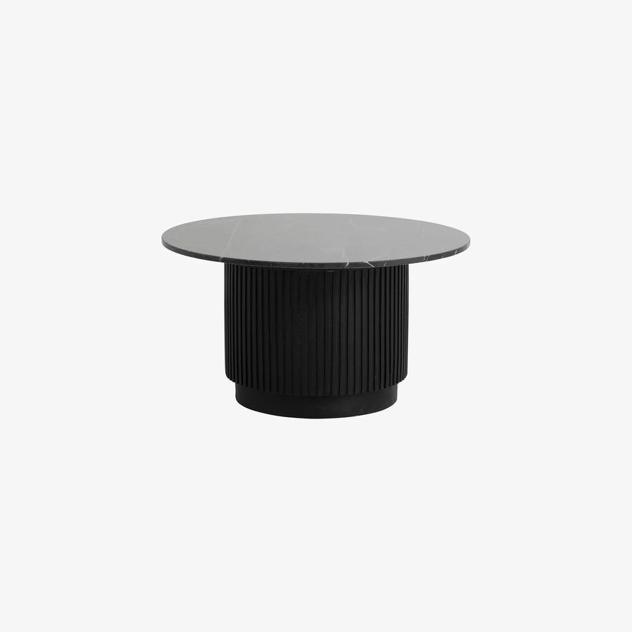 ERIE Rundt Sidebord i Sort/Beige Malet Mangotræ med Marmor Bordplade fra Nordal | Ø40x54 cm hos uniquebeds, home & living - Billede 1
