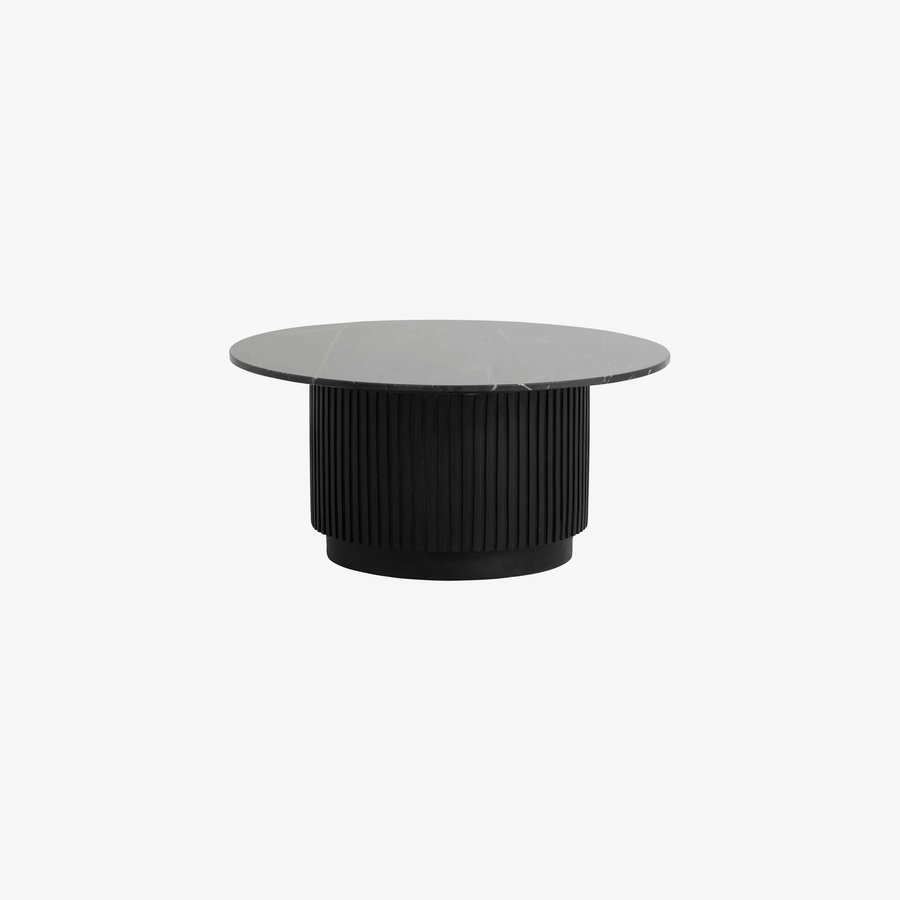 ERIE Rundt Sidebord i Sort/Beige Malet Mangotræ med Marmor Bordplade fra Nordal | Ø40x54 cm hos uniquebeds, home & living - Billede 3