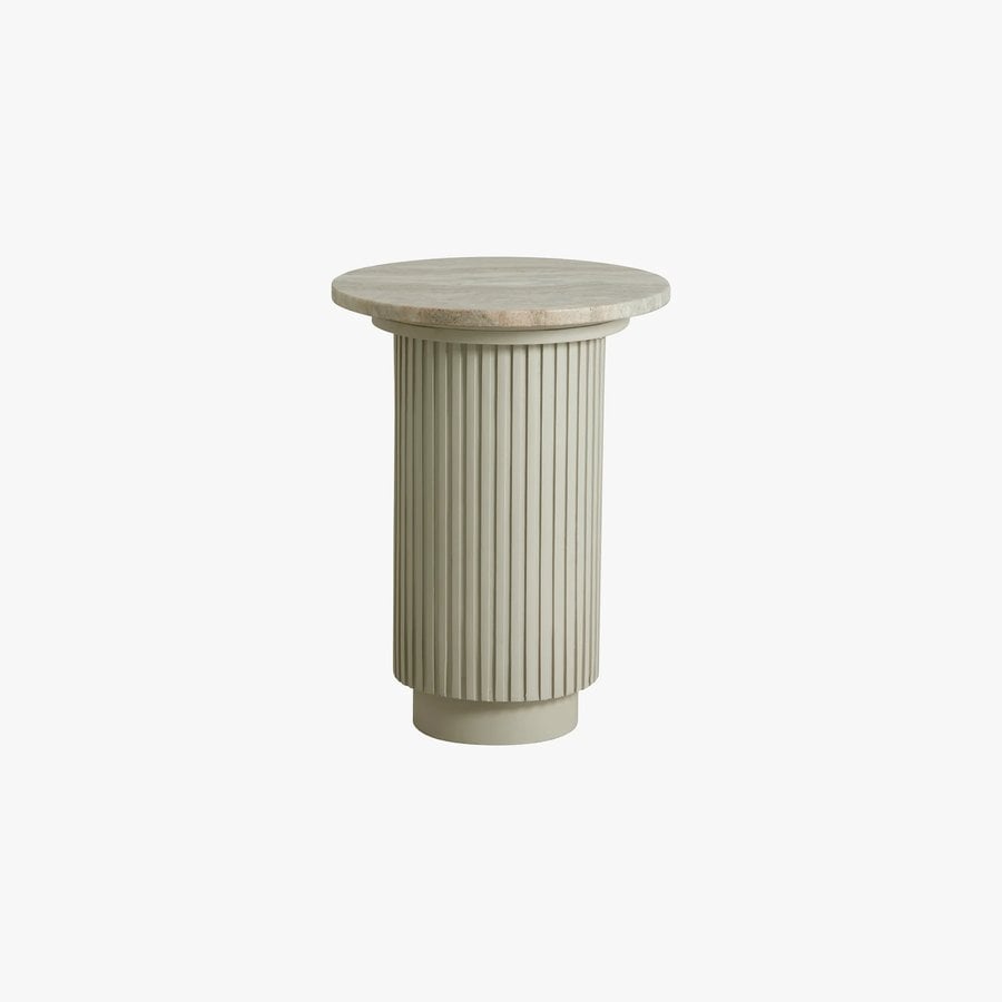 ERIE Rundt Sidebord i Sort/Beige Malet Mangotræ med Marmor Bordplade fra Nordal | Ø40x54 cm hos uniquebeds, home & living - Billede 5