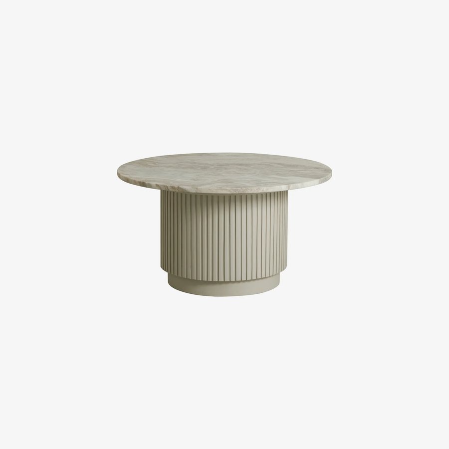 ERIE Rundt Sofabord i Beige Mangotræ med Marmor Bordplade fra Nordal | Ø75/90x40 cm hos uniquebeds, home & living - Billede 1