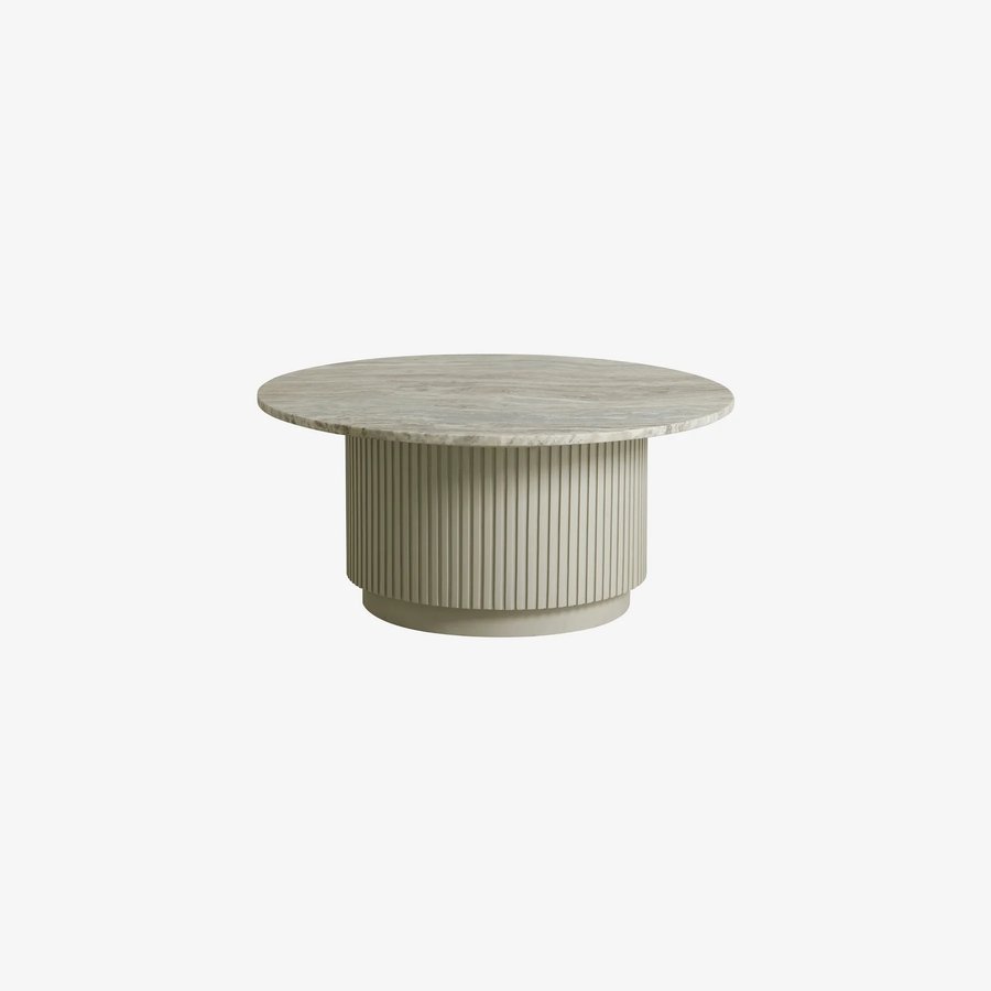 ERIE Rundt Sofabord i Beige Mangotræ med Marmor Bordplade fra Nordal | Ø75/90x40 cm hos uniquebeds, home & living - Billede 4