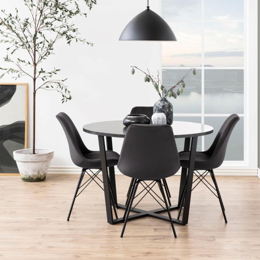 Eris Spisebordsstol Grå Stof Stel Sort