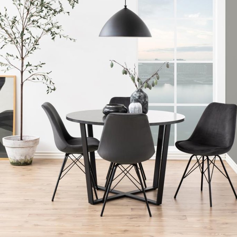Eris Spisebordsstol Grå Stof Stel Sort