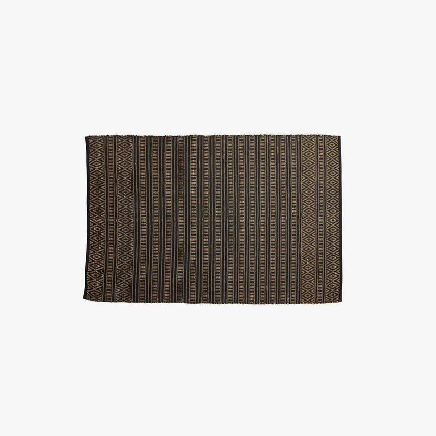 farah-gulvtppe-i-bomuld-sgrs-med-mnster-fra-nordal-160x240-cm-natur-so-1 FARAH Gulvtæppe i Bomuld & Søgræs med Mønster fra Nordal | 160x240 cm | Natur, Sort hos uniquebeds, home & living - Billede 1
