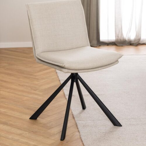 Flynn Spisebordsstol Beige Stof Drejefunktion Lynlås