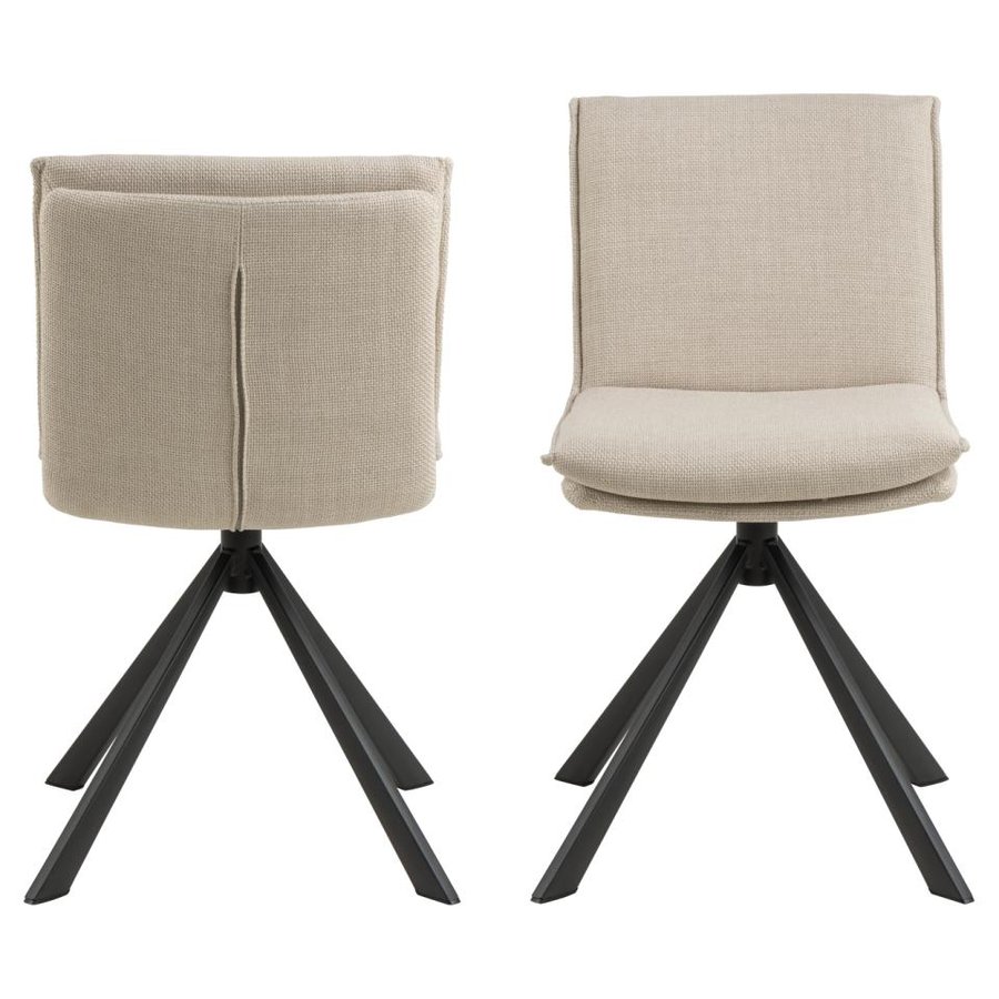 Flynn Spisebordsstol Beige Stof Drejefunktion Lynlås