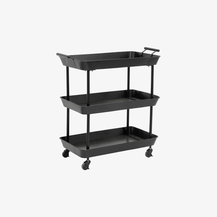 FULDA Rullebord i Sort Metal med 3 Hylder fra Nordal | 66x41x78 cm hos uniquebeds, home & living - Billede 1