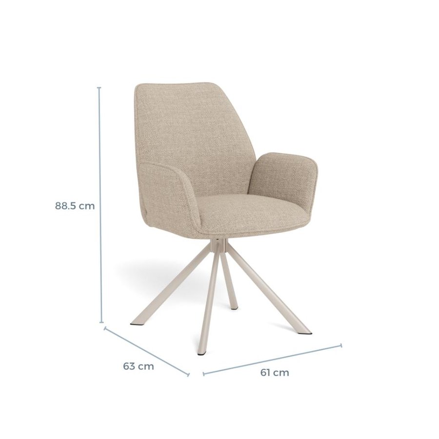 glenda-spisebordsstol-i-beige-stof-med-armln-og-drejefunktion-og-stel-0000114691-9 Glenda Spisebordsstol Beige Stof Armlæn Drejefunktion