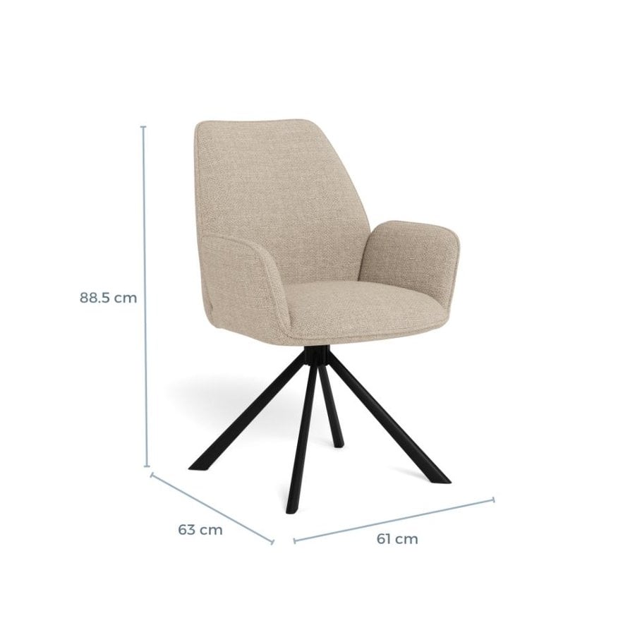 glenda-spisebordsstol-i-beige-stof-med-armln-og-stel-i-sort-stl-fra-ac-0000107425-11 Glenda Spisebordsstol Beige Stof Armlæn Stel