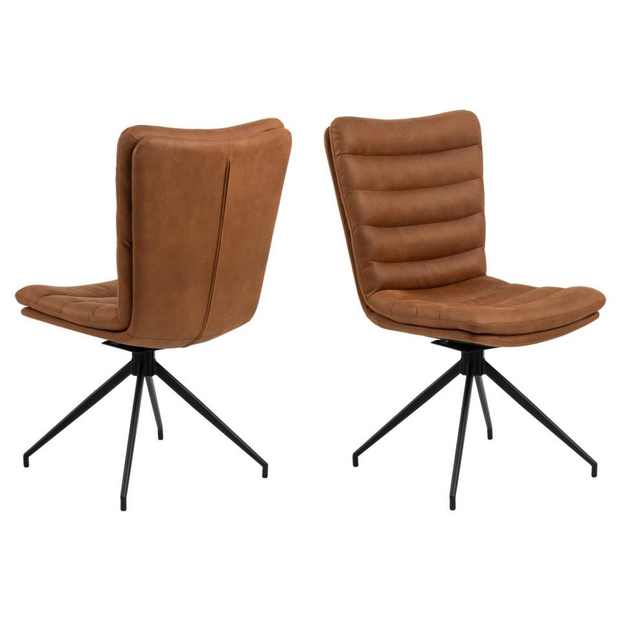 Grafton Spisebordsstol Cognac Stof Drejefunktion Horisontal