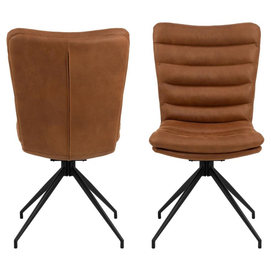 Grafton Spisebordsstol Cognac Stof Drejefunktion Horisontal