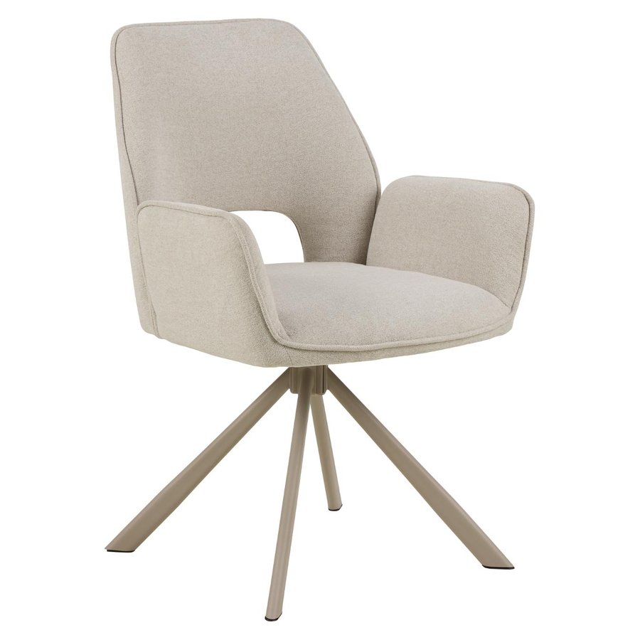 Graham Spisebordsstol Beige Stof Armlæn Drejefunktion