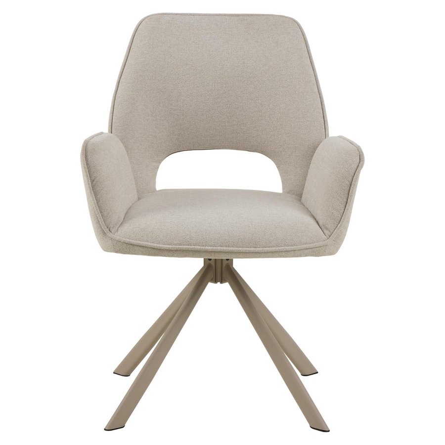 Graham Spisebordsstol Beige Stof Armlæn Drejefunktion