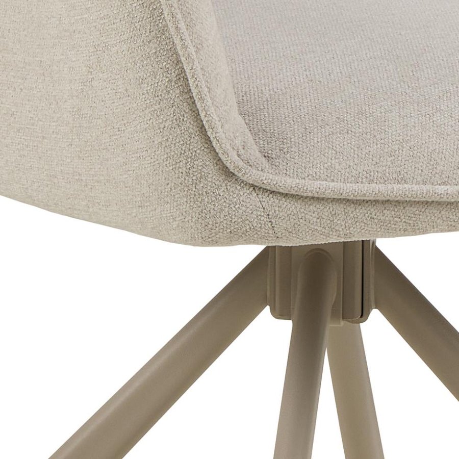 Graham Spisebordsstol Beige Stof Armlæn Drejefunktion