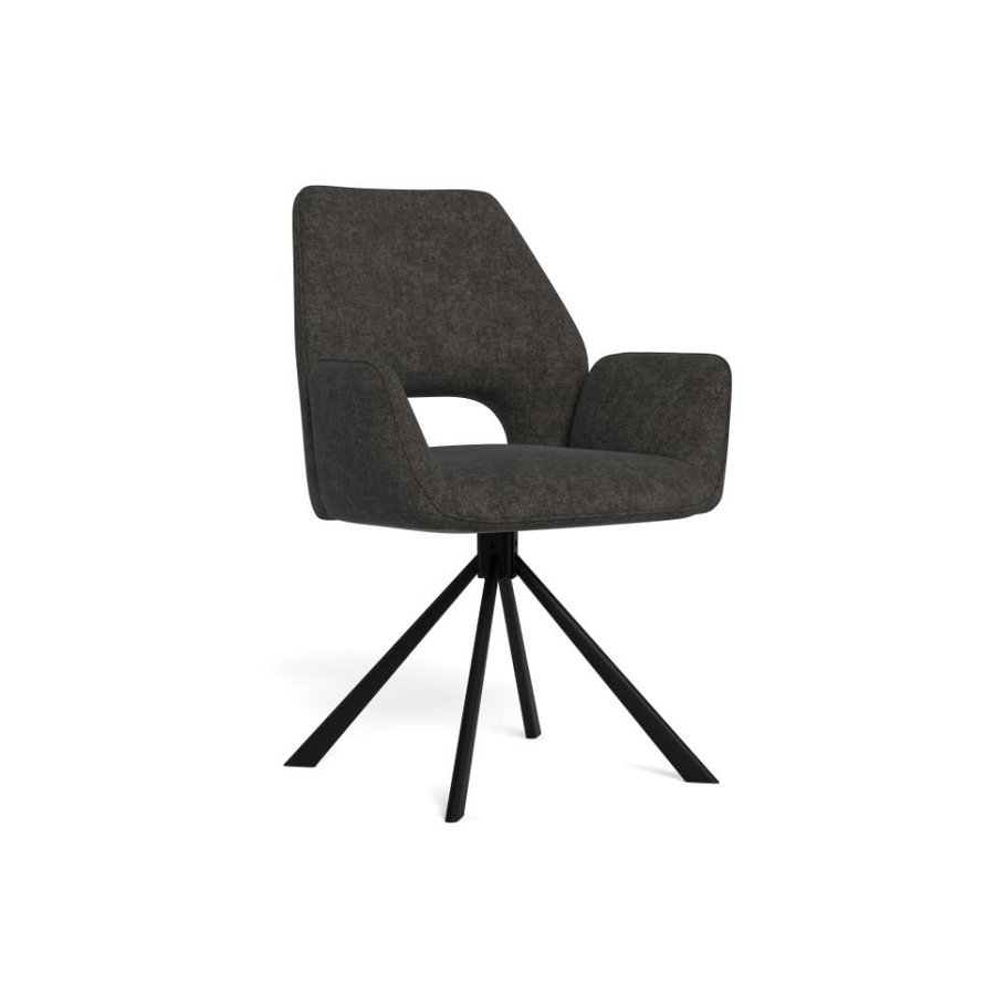 graham-spisebordsstol-i-mrkegr-stof-med-armln-og-stel-i-sort-stl-fra-a-0000110820-5 Graham Spisebordsstol Mørkegrå Stof Armlæn Stel