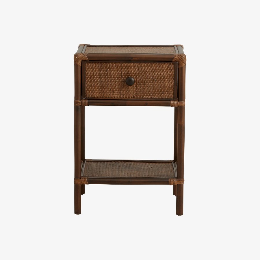 HAYES Sidebord i Mørk Rattan fra Nordal | 44x35x65 cm hos uniquebeds, home & living - Billede 1