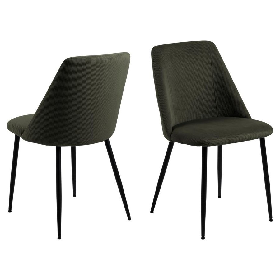 ines-spisebordsstol-i-olivengrn-stof-og-stel-i-sort-stl-fra-actona-492-0000092610-5 Ines Spisebordsstol Olivengrøn Stof Stel Sort