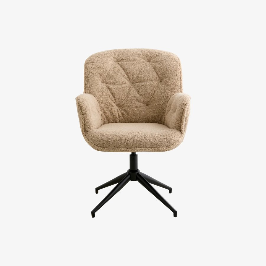 LEA Kontorstol i Beige Boucle Møbelstof med Sort Stel fra Nordal | 67x64x93 cm hos uniquebeds, home & living - Billede 1