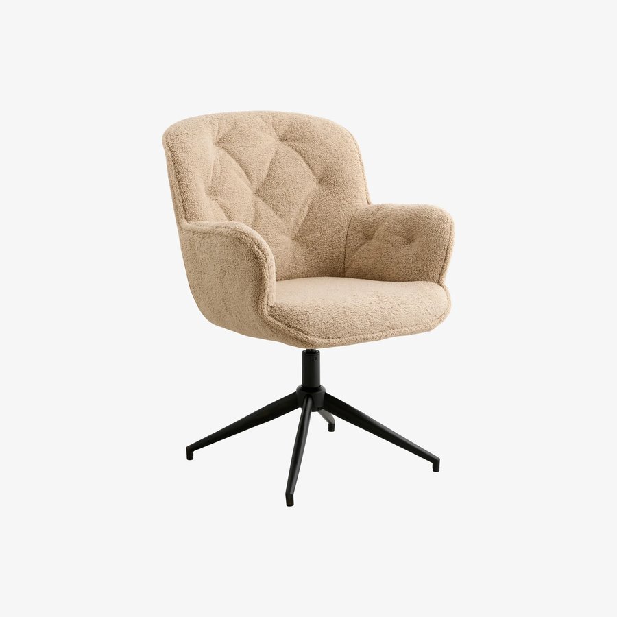 LEA Kontorstol i Beige Boucle Møbelstof med Sort Stel fra Nordal | 67x64x93 cm hos uniquebeds, home & living - Billede 5
