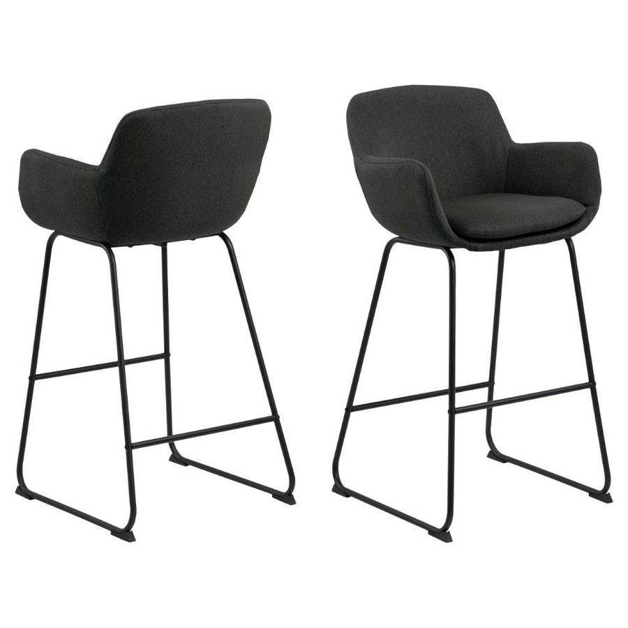 lisa-barstol-i-gr-stof-med-fodsttte-og-ls-hynde-og-stel-i-sort-stl-fra-0000075937-4 Lisa Barstol Grå Stof Fodstøtte Løs