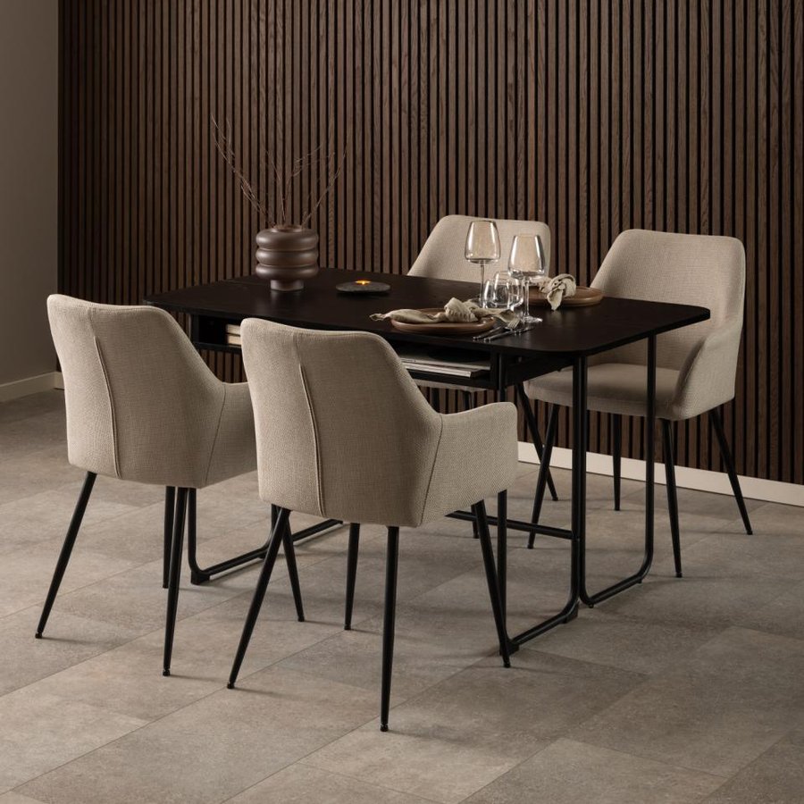 lizzy-spisebordsstol-i-beige-stof-med-armln-og-stel-i-sort-stl-fra-act-0000104825-6 Lizzy Spisebordsstol Beige Stof Armlæn Stel
