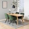 lola-spisebordsstol-i-skovgrn-stof-med-armln-og-stel-i-sort-stl-fra-ac-0000082123-1 Lola Spisebordsstol Skovgrøn Stof Armlæn Stel