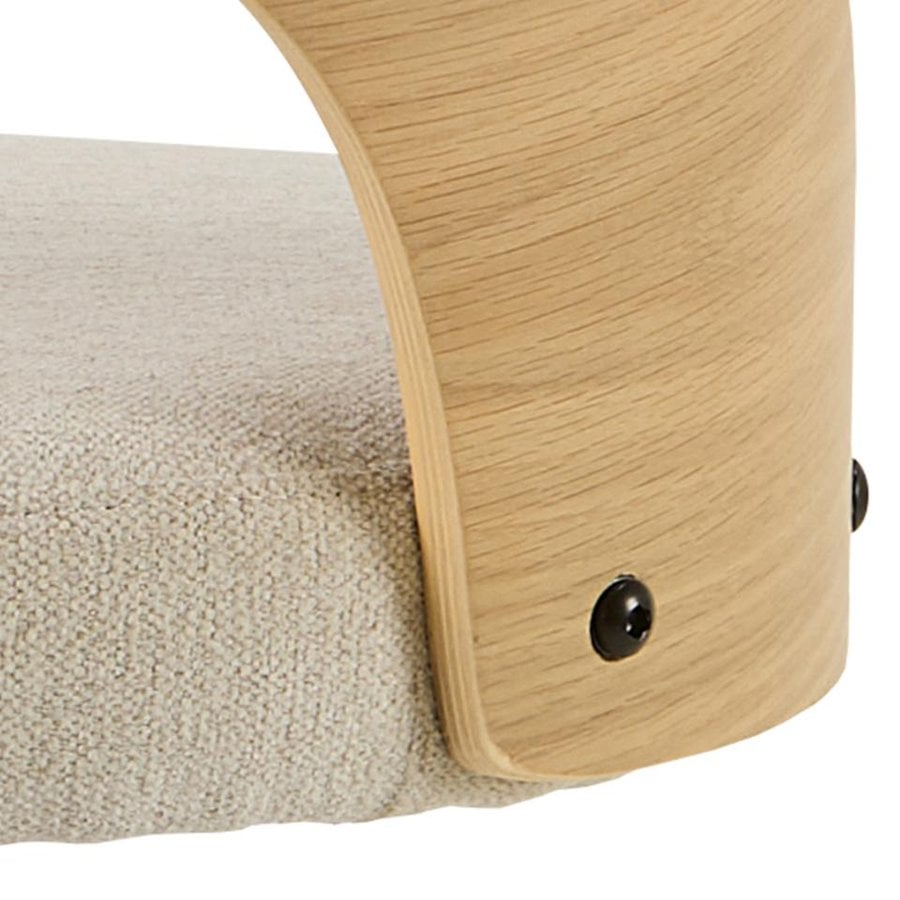 Lucy Barstol Beige Stof Egetræ Drejefunktion