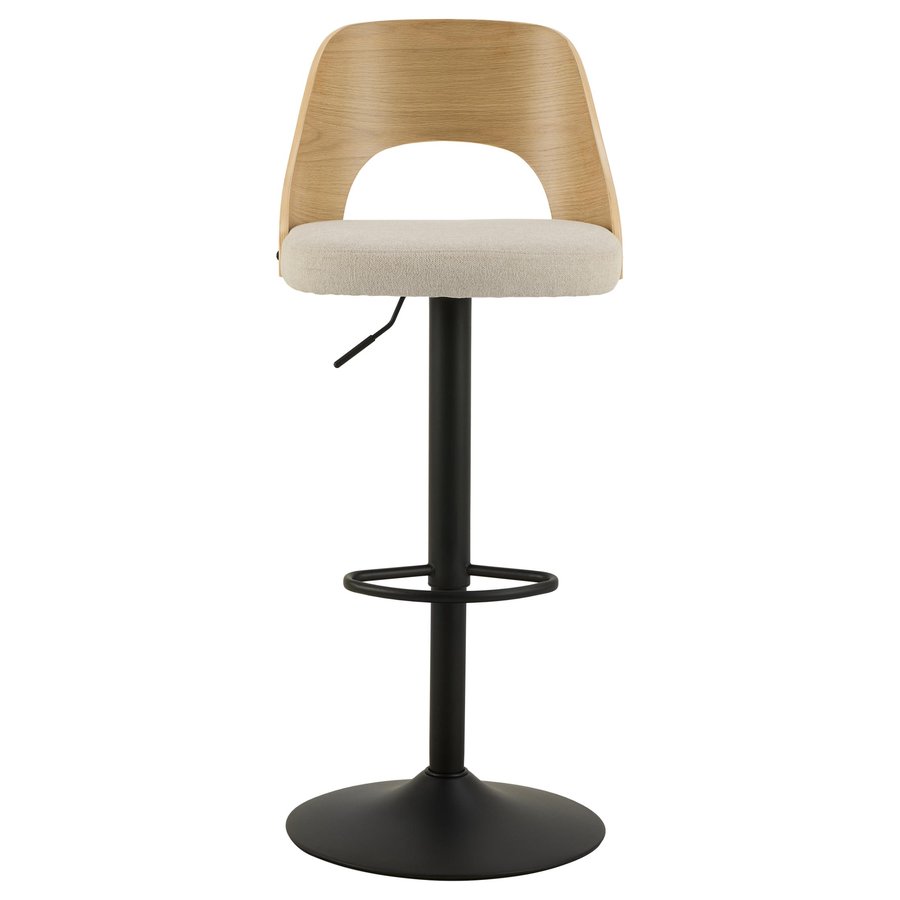 Lucy Barstol Beige Stof Egetræ Drejefunktion
